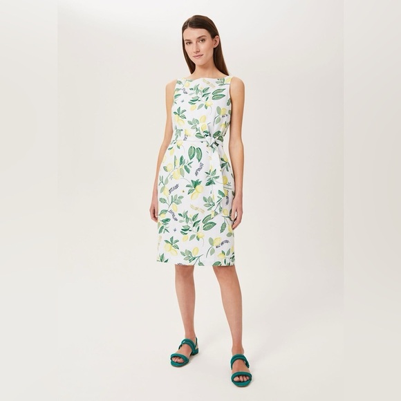Hobbs Jacci Floral Print Linen Dress Size 8 Lemon - Picture 1 of 5